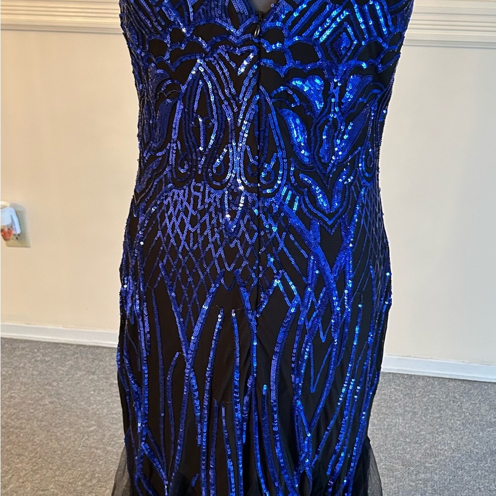 Blue Sequin Patterned Dress
